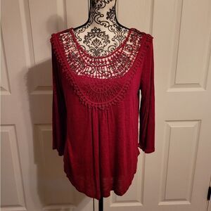 NWT Eyeshadow open laced neckline pink woman's large Blouse